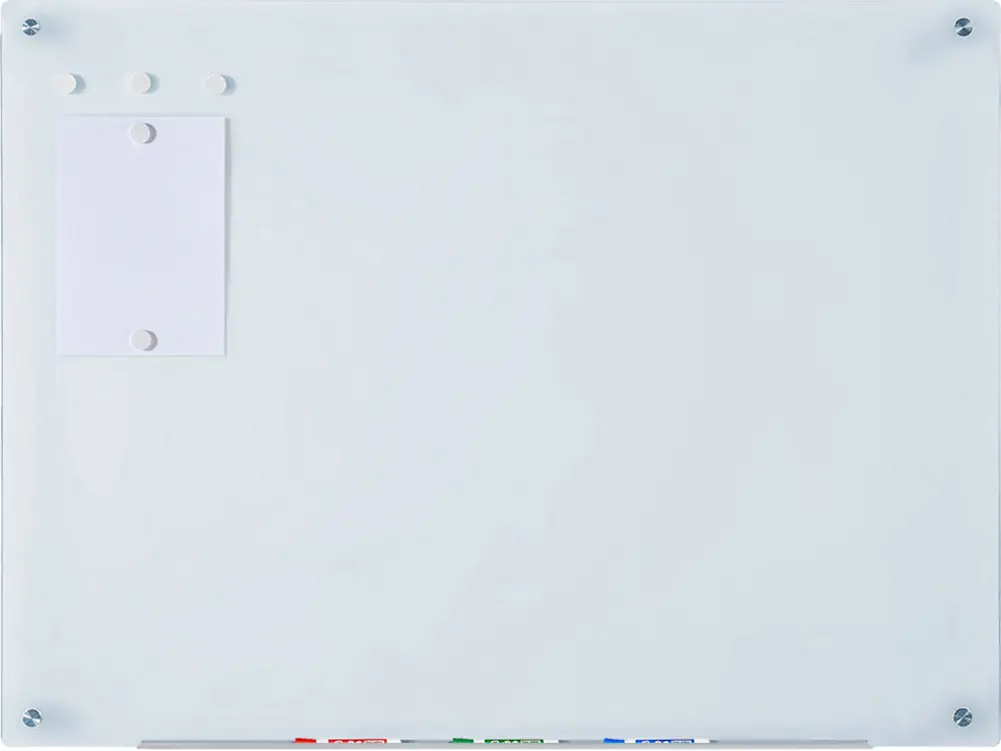Audio-Visual Direct Magnetic White Glass Dry-Erase Board Set - 4' x 3' - Includes Magnets, Hardware & Marker Tray