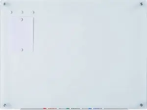Audio-Visual Direct Magnetic White Glass Dry-Erase Board Set - 4' x 3' - Includes Magnets, Hardware & Marker Tray