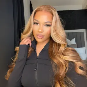 Sunber 13X4 Honey Blonde Pre-Everything Lace Frontal Wigs Loose Wave Glueless Human Hair Wigs with Drawstring