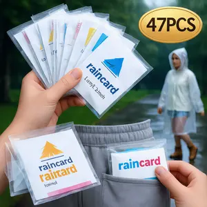 [47 PACK] Emergency Disposable Rain Ponchos - Portable Credit Card Size Raincoat for Adults. Essential Travel Gear for Disney, Concerts, Camping & Outdoor Festivals 2026