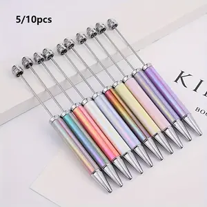DIY Beaded Pen Set UV Electroplated Multicolor Round Ballpoint Pens High-Quality Student Gift Stationery Pack of 10 & 5 Pieces