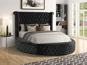 Velvora Platform Bed Frame with Storage, USB Ports & Wingback Tufted Headboard