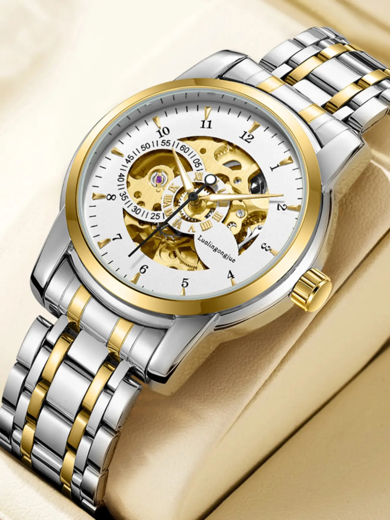 Luxury Automatic Mechanical Men's Watch, High End Watch, Skeleton Watches, Luminous Dial, Elegant Tourbillon Movement, Ideal Gift for Christmas or Birthday
