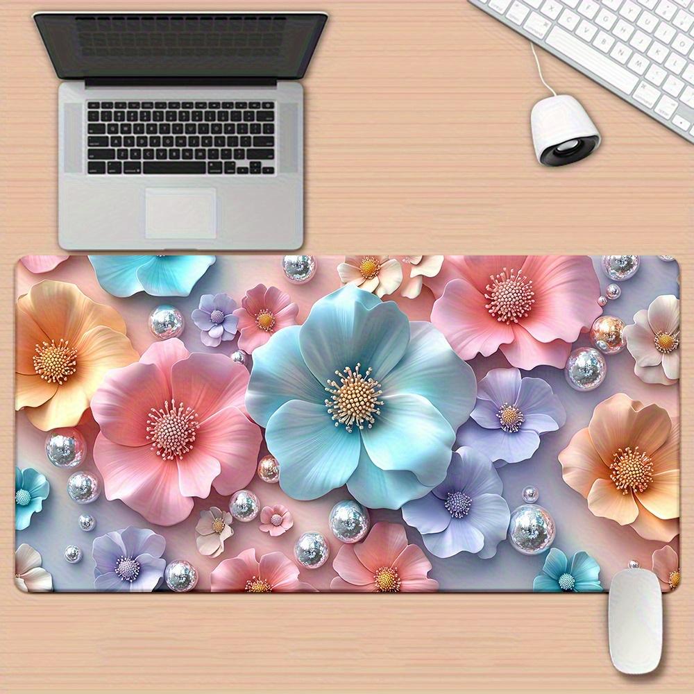 1pc 3D Flower Pattern HD Printed Pad for Desk, Multi Functional XXL Mousepad, Keyboard Gaming Mouse Mats, Office Computer PC Gamer Desk Mat.Gifts for Family Friends
