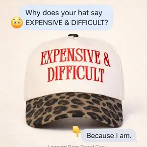 Expensive & Difficult Leopard Brim Baseball Cap – Trendy Adjustable Women’s Street Style Hat