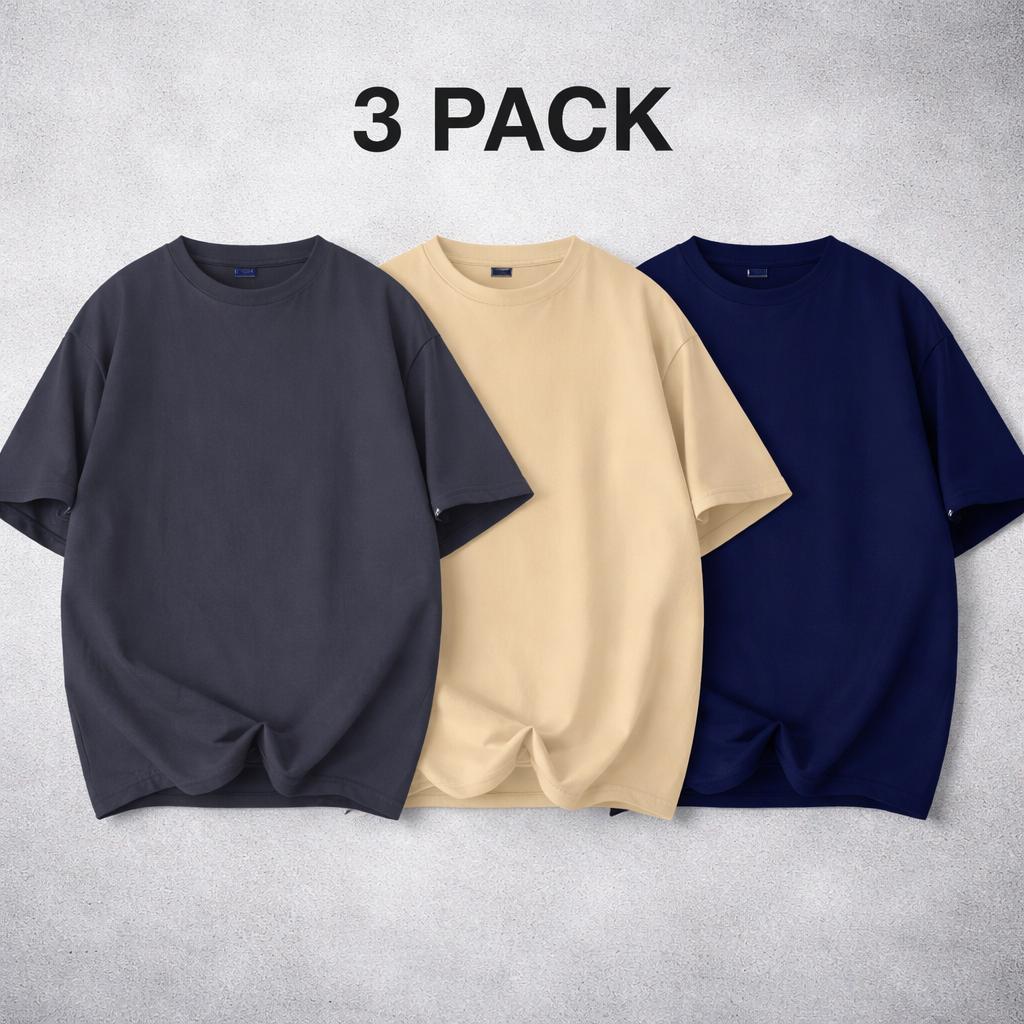 5-pack unisex short-sleeve T-shirts, American basic style, heavyweight high GSM, oversized casual athletic design; versatile tops available in multiple colors; a multi-piece set—versatile and suitable for various occasions, ideal for summer wear and a war