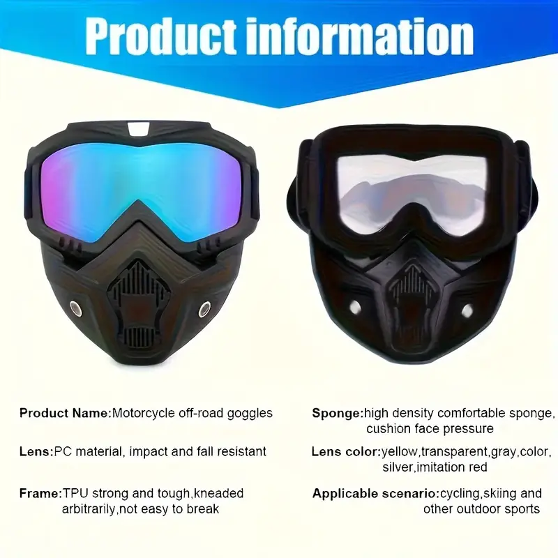 Full Face Protection Mask with Anti-Fog Goggles for Outdoor Sports ...
