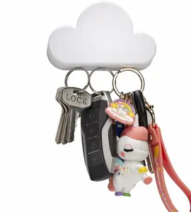 White Cloud Magnetic Wall Key Holder - Easy to Mount - Powerful Magnets Keep Keychains and Loose Keys Securely in Place