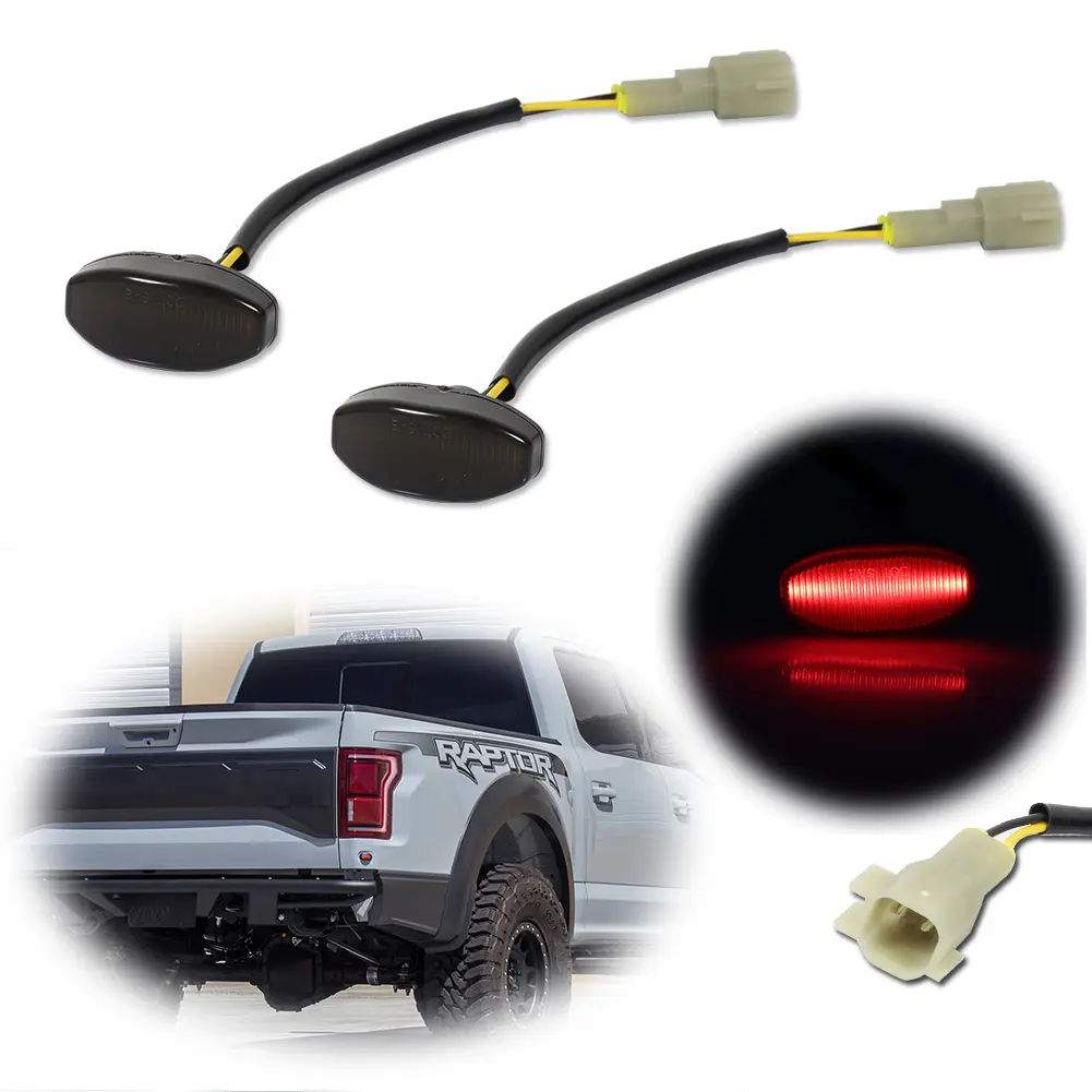 2pcs Smoked Red LED Strip Marker Corner lamps Lights For 2017 2018 2019 2020 2021Ford F150 SVT Raptor,Replace OEM HL3Z-15442-A