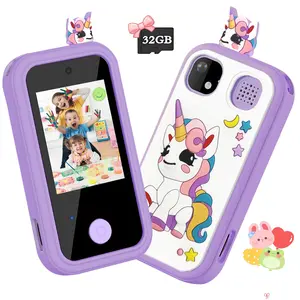 Kid-Safe Smart Phone Toy for Girls Age 3-12, Cute Touchscreen Dual Camera, Educational Play Toy with Music Player, 32GB Memory Card Compatible, Lovely Holiday Birthday Gifts