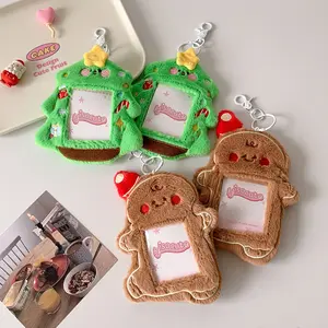 Christmas Tree Plush Card Holder, Three-Inch Small Card Display Case, Cute Bear Hanging Tag Card Bag, Adorable Keychain Accessory