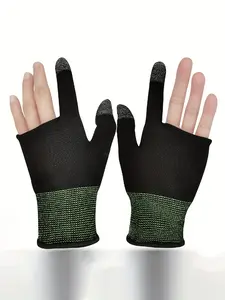 1 Pair Ultra-Thin Breathable Gaming Gloves with Touch Screen Compatibility and Thumb Sleeves for Mobile Devices and iPads Gaming Accessories -Be used for Sweaty Hands