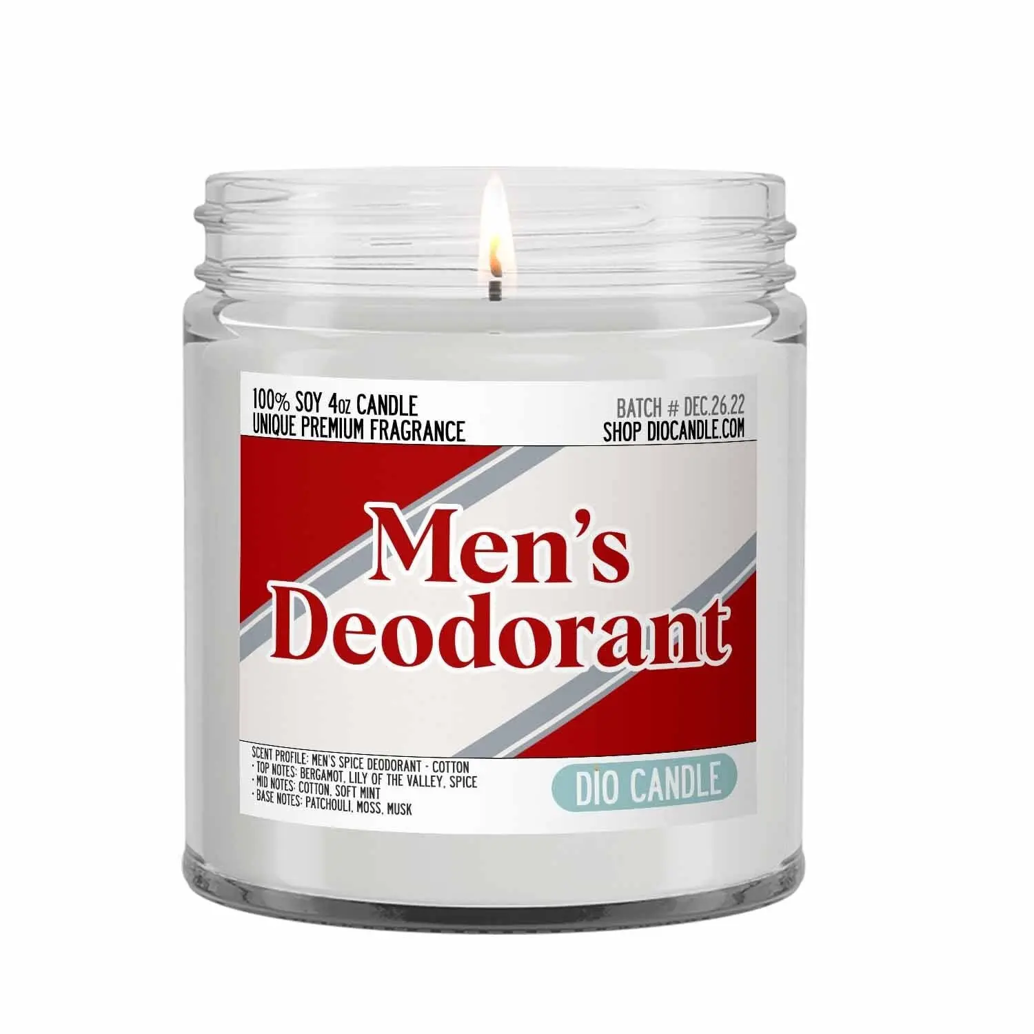Men's Deodorant Scented Candle - Smells Like Spicy Deodorant and Cotton - Dio Candle