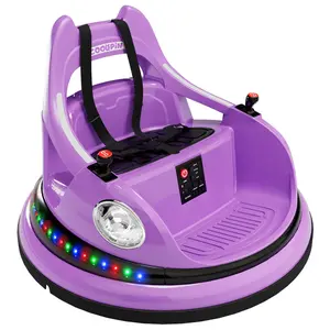 Purple 12V Electric Bumper Car For Kids Ages 4 To 8 With 360 Degree Rotation Remote Control Led Lights Bluetooth Music Two Speed Settings And Safety Belt Purple
