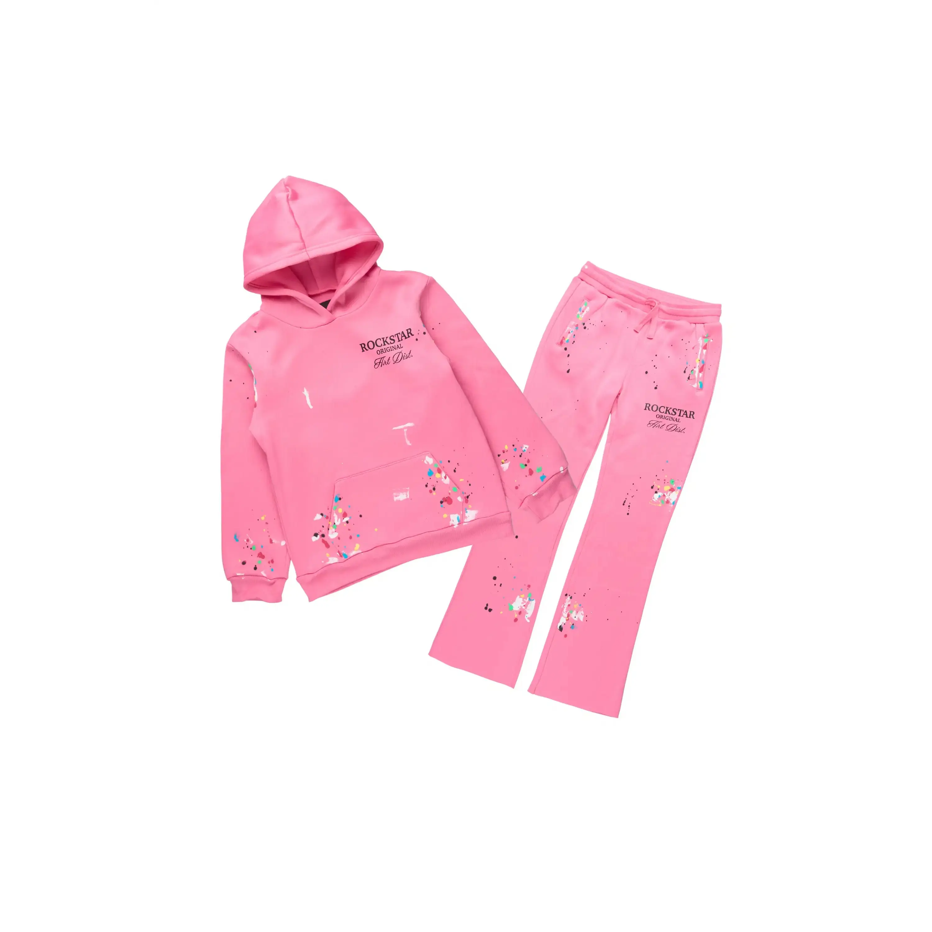 Girls Rockstar Art Dist. 2.0 Bubblegum Hoodie/Stacked Flare Track Set