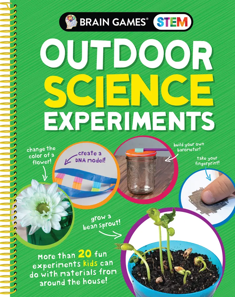 USED Book - Brain Games Stem - Outdoor Science Experiments (Mom's Choice Awards Gold Award Recipient): More Than 20 Fun Experiments Kids Can Do with Materials fro by Publications International Ltd (Spiral-bound) - english
