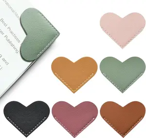 Leather Heart Bookmarks - Winjeto 6 Pieces Cute Corner Page Book Marks for Teachers Students Book Reading Lovers, for School Office Home Supplies (Heart（6Pcs）)