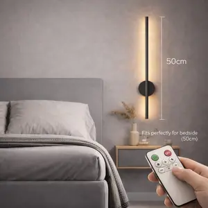 Rechargeable Wall Light, Cordless Wall Mounted LED Light with Remote Control, Dimmable Decorative Wall Lamp for Living Room Bedroom Office Decor