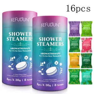 Sefudun Bath Steam Tablets 1 Can (8 Sheets X 30g) 2 Boxes, 8 Scents, Body Comfort Bubble Bath Tablets, Aromatherapy, Birthday Gift for Men & Women