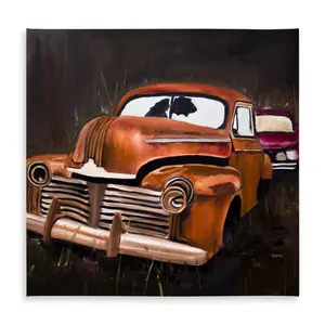 Begin Home Decor C1TC58581Q6PJC 58 x 58 in. Old Car Crash Brown Tablecloth - Indoor Outdoor Decor
