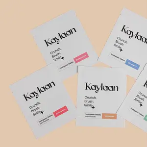 Kaylaan, Toothpaste Tablets, Gluten-Free, Sensitive Gum Protection, Oral Cleaning Mint, 5 Flavors (Strawberry, Watermelon, Blueberry, Cinnamon, Neem)