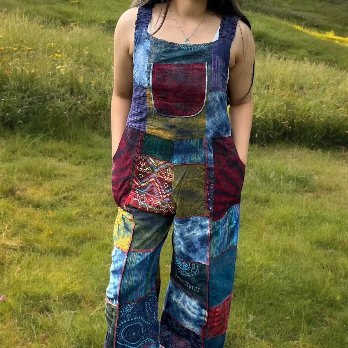 Himalayan Fashion Patchwork Overalls Multicolor Handmade Cotton Overalls Summer Boho Hippie Fashion Comfortable Womenswear