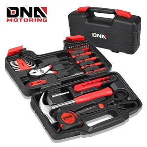 DNA MOTORING 39 Pcs Portable Tool Kit Household Hand Toolbox General Repair Screwdriver Pliers Hammer Hex Set