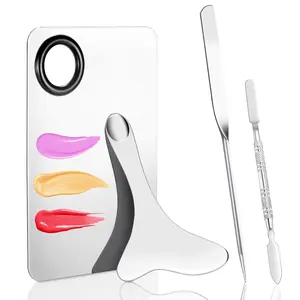 4 Pcs Makeup Spatula Set, Spatula Makeup Foundation Spatula, Stainless Steel Cosmetic Makeup Palette, Makeup Spatula, Makeup Mixing Palette Cosmetic Spatula Skin Care Spatula Tool