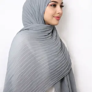 Pleated Chiffon Hijab - Grey