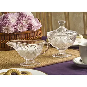 212 MAIN Godinger Dublin Irish Classic Handmade Lead Glass Crystal Sugar and Creamer Set, for Coffee, Tea, Dinnerware