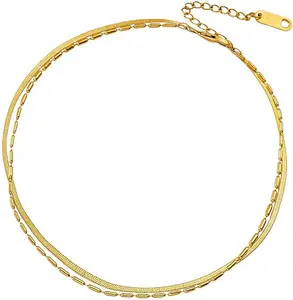 Gold Anklets for Women 18K Stainless Steel Gold Plated Waterproof Non Tarnish Beaded Anklet Jewelry Plus Size Beach Bracelets with Metal Coating
