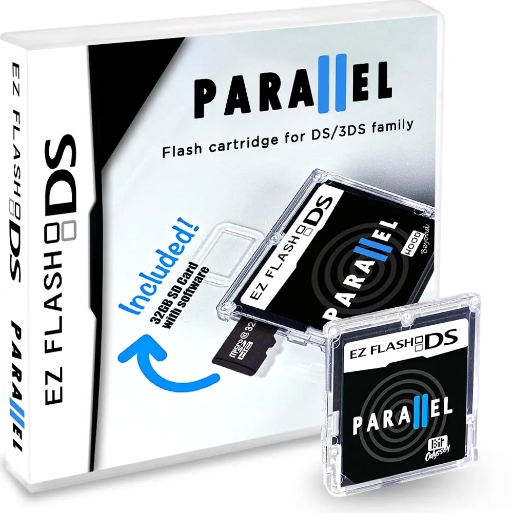 Woodbeyond EZ Flash Parallel Flash Memory Case for DS/3DS Family Console, Game Accessory with FPGA Driver, MicroSD Slot, Manual, R4 Compatibility & R4 Souvenir, With Manual