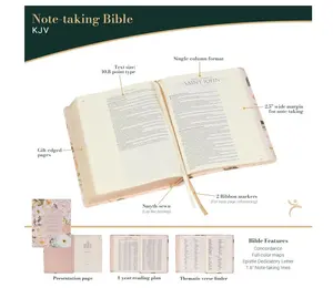 KJV Note-taking Bible, Special Edition, Journal Space, Reading Plan, Maps, Concordance, King James Version Holy Bible, Margo Peach Floral, 8.65 pt. (KJV Note-taking Loveall Edition) Imitation Leather – September 15, 2024