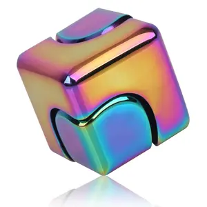 Fidget Cube Spinner, Anxiety Relief, 4-in-1 Toy Metallic Focus Toy, ADHD Stress Relieve Toys for Kids and Adults, Cube Finger Top Desktop