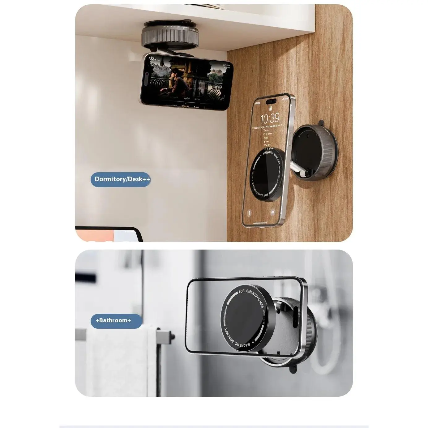 Vacuum Magnetic Phone Holder – Car, Desk & Mirror Mount