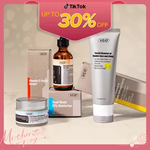 VGO-Face Skincare Set, Facial Cleanser of Double Care & Snail Mucin 92% Moisturizer & Vitamin C Serum(30ml) Gentle Facial Care Kit for All Skin Repair and Hydrating-B