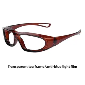 Outdoor Sports Cycling Glasses Windproof Sandproof Pollenproof Blue Light Blocking Goggles Special Protective Transparent Tea Frame Anti-blue Light Film