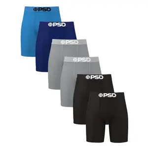 PSD Mens Navy Core Boxer Brief 6 Pack - Standard Length 7 Inch Inseam, Soft and Breathable Cotton Fabric PSD Mens Navy Core Boxer Brief 6 Pack - Standard Length 7 Inch Inseam, Soft and Breathable Cotton Fabric