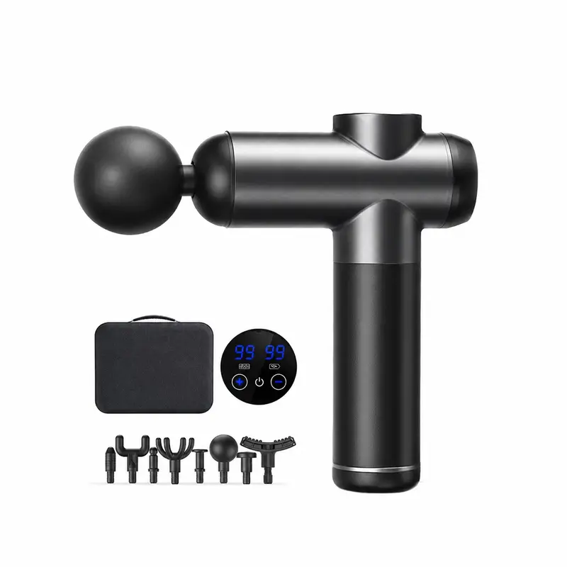 Massage Gun | Deep Tissue Muscle Massager for Pain Relief & Recovery, 99 Speed Levels, 8 Massage Heads, Quiet Percussion Therapy Gun with LCD Display & Travel Case