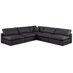 Comfy Black Vegan Leather Modular Sectional