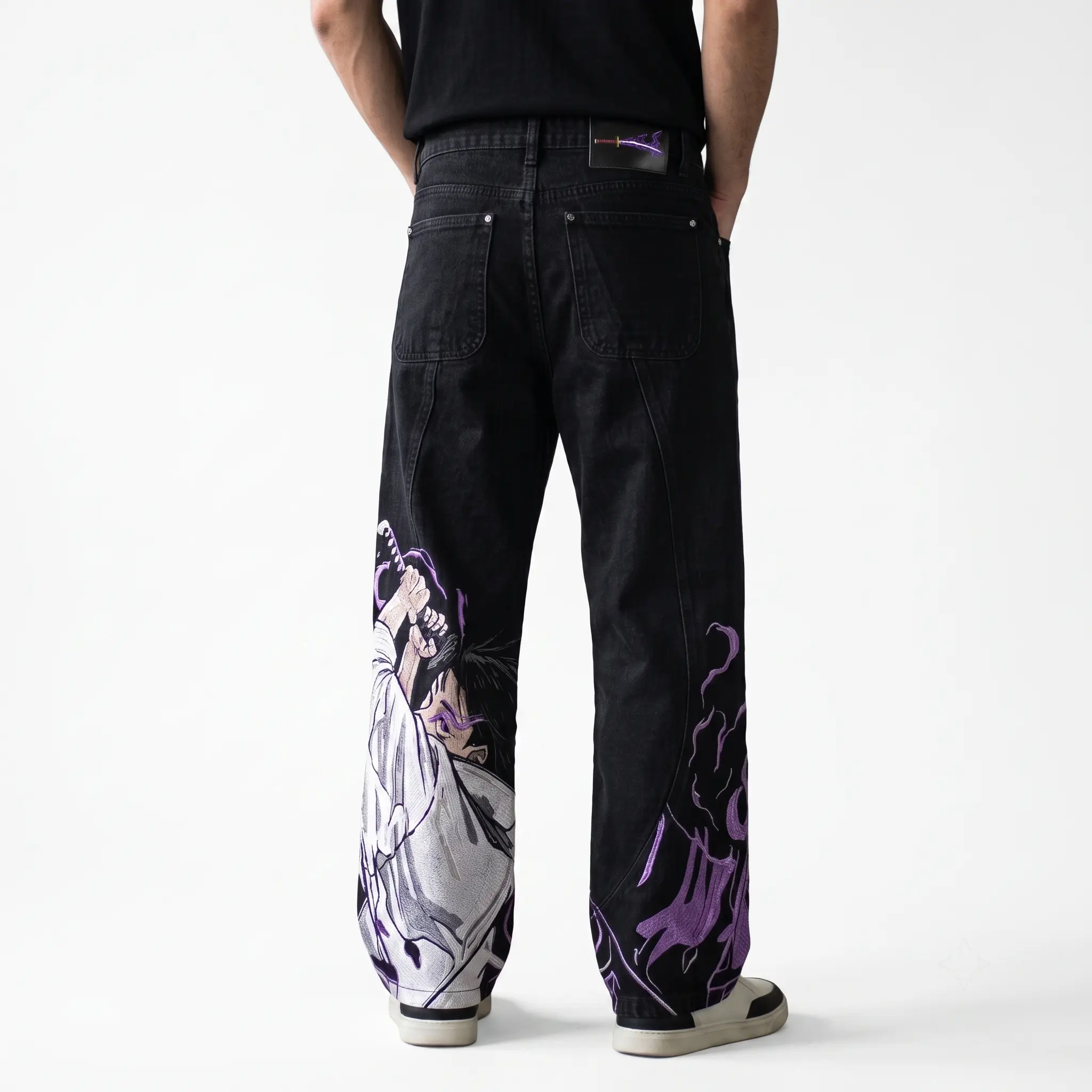 Yuta Embroidery Jeans Anime Jujutsu Kaisen,Retro Y2K Style,Full-Length All-Seasons Cosplay Clothes, Fan Gift