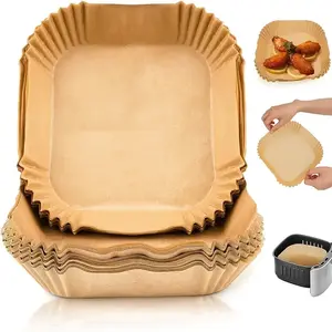 Non-Stick Air Fryer Paper Pads, Square Disposable, Eco-Friendly & Biodegradable, Ideal for Baking, Roasting, Deep Frying, Home, Hotel, Commercial Use, Air Fryer Accessories