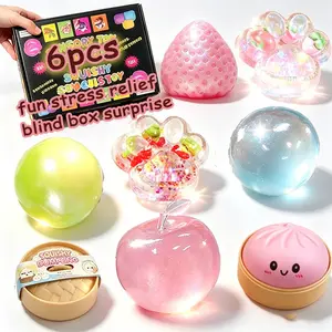 6-Piece Stress Relief Toy Set, Cute Strawberry Apple Cat Paw Squeeze Toys, Kawaii Healing Stress Relief, Perfect Desk Accessory, Fun Gift