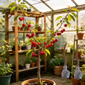 (ML#FF)Sweet Cherry Sapling, Prunus avium, Live Fruit Tree Seedling, Dwarf & Standard Variety, Home Garden Backyard Planting, Non-GMO, Easy to Grow,