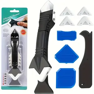 6pcs set sealant tool stainless steel blade, multifunctional tool sealant removal tool grouting scraper kit, putty knife putty knife scraper suitable for bathroom, windows