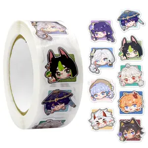 500pcs Cute Gening Impact Stickers Chibi Laptop Suitcase Skateboard Graffiti Luggage Cartoon Sticker Hu Tao Eula Xiao Fans Gift