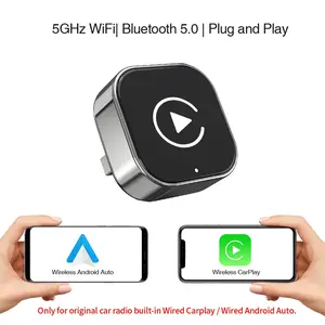 New Wireless Carplay Adapter, Upgrade Wired Carplay/Android Auto to Wireless, Universal Mini USB and Type-C, Plug and Play, Fast Stable Connectioncar accessory, Carplay Dongle Connectivity
