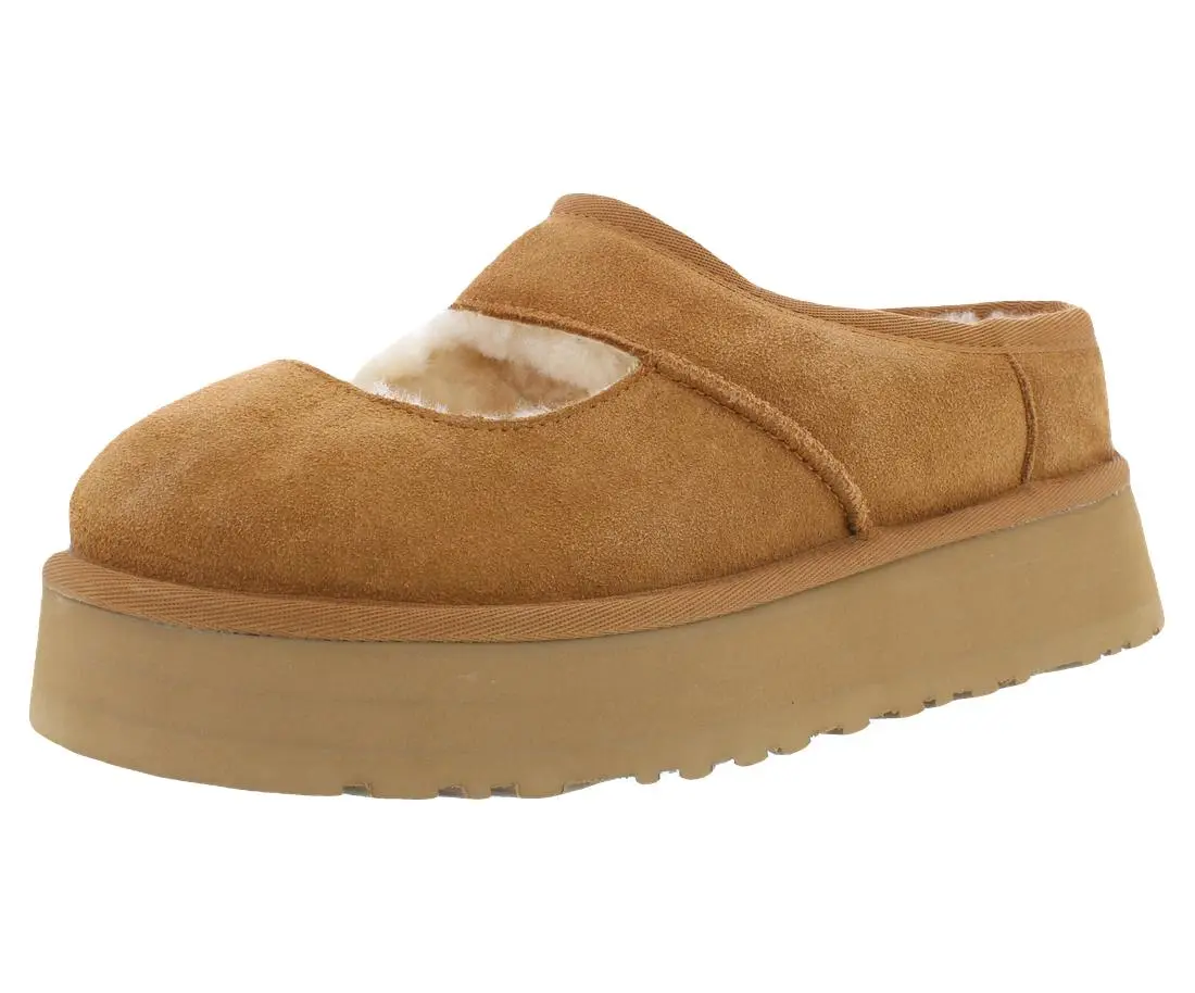 UGG Bea Mary Jane Slip On Suede Womens Shoes, Color: Chestnut