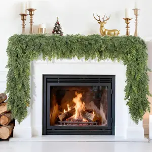 6 FT 2 Pcs Artificial Cedar Garlands, Real Touch Winter Cedar Garland, Green Artificial Greenery Pine Garland for Table, Mantle, Wall, Indoor, Outdoor Christmas Decorations (2, 6 FT)