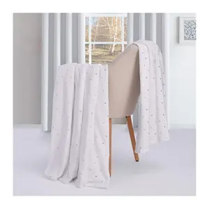 Superior Metallic Polka Dot Ultra-Plush Fleecerow Blanket